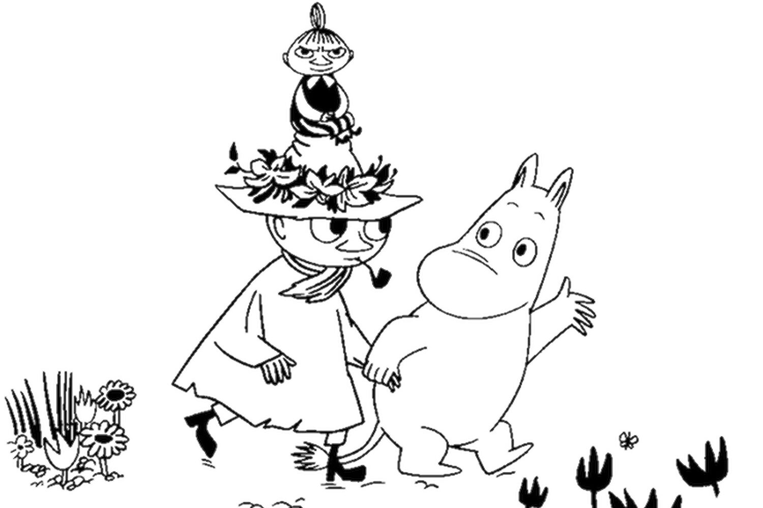 Moomin Friends Forever grafisch zwart-wit_XL
