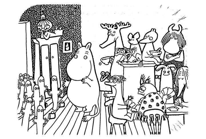 Moomin Kitchen Time grafisch zwart-wit