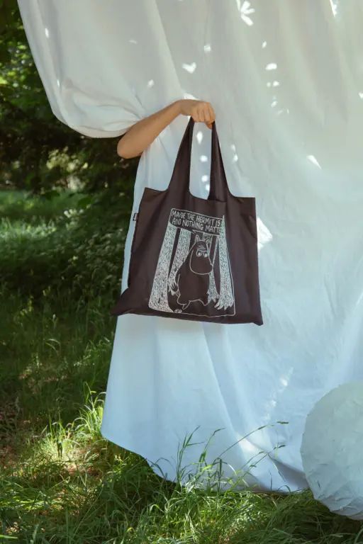 Loqi opvouwbare tas L Moomin Comic Adventures white on black