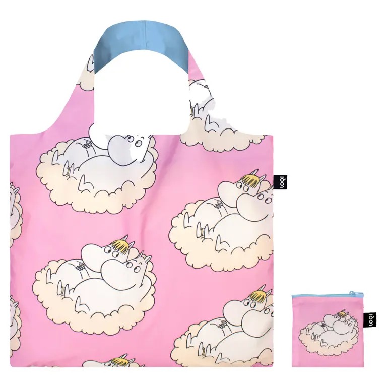 Loqi opvouwbare tas L Moomin Cloud, pink