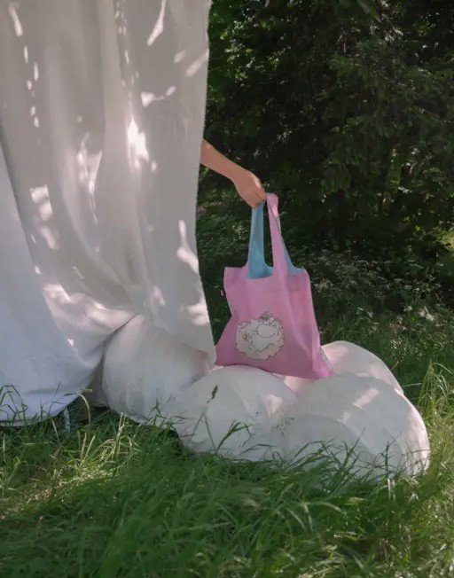 Loqi opvouwbare tas L Moomin Cloud, pink