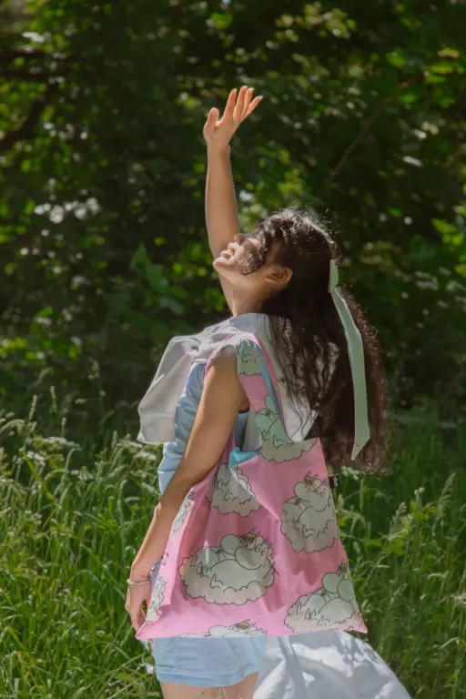 Loqi opvouwbare tas L Moomin Cloud, pink