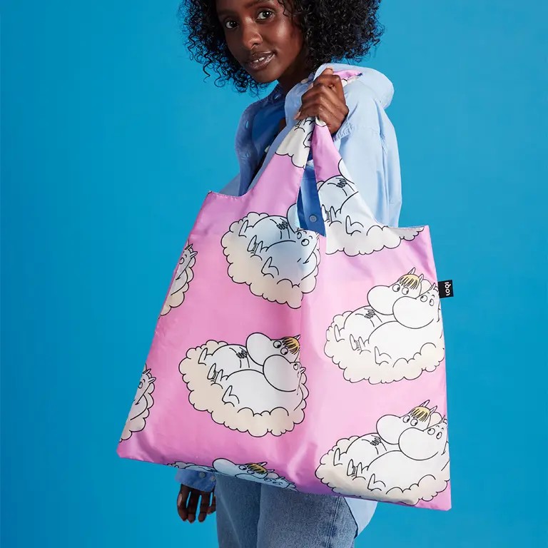 Loqi opvouwbare tas L Moomin Cloud, pink