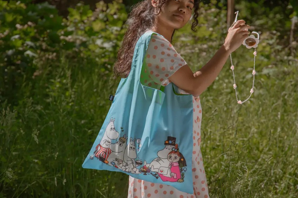 Loqi opvouwbare tas L Moomin Family, sky blue
