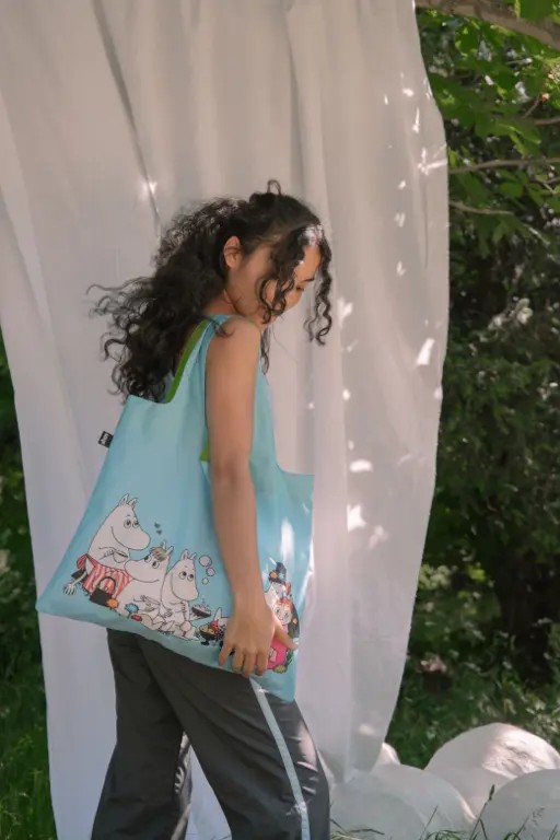 Loqi opvouwbare tas L Moomin Family, sky blue