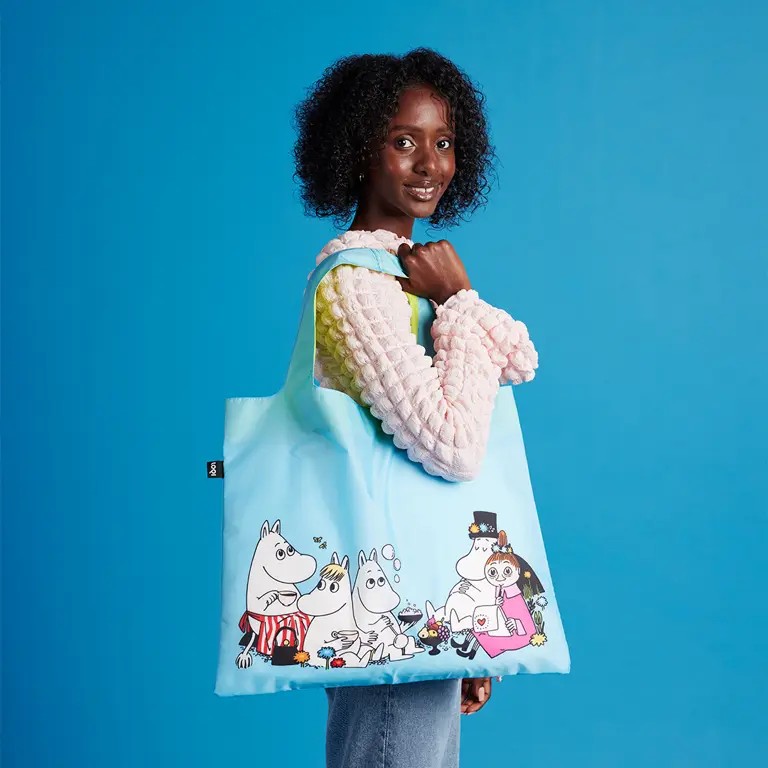 Loqi opvouwbare tas L Moomin Family, sky blue